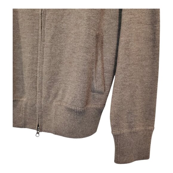 BANANA REPUBLIC SZ M 100% Extra Fine Merino Wool Full Zip Cardigan Sweater Brown - Picture 4 of 9